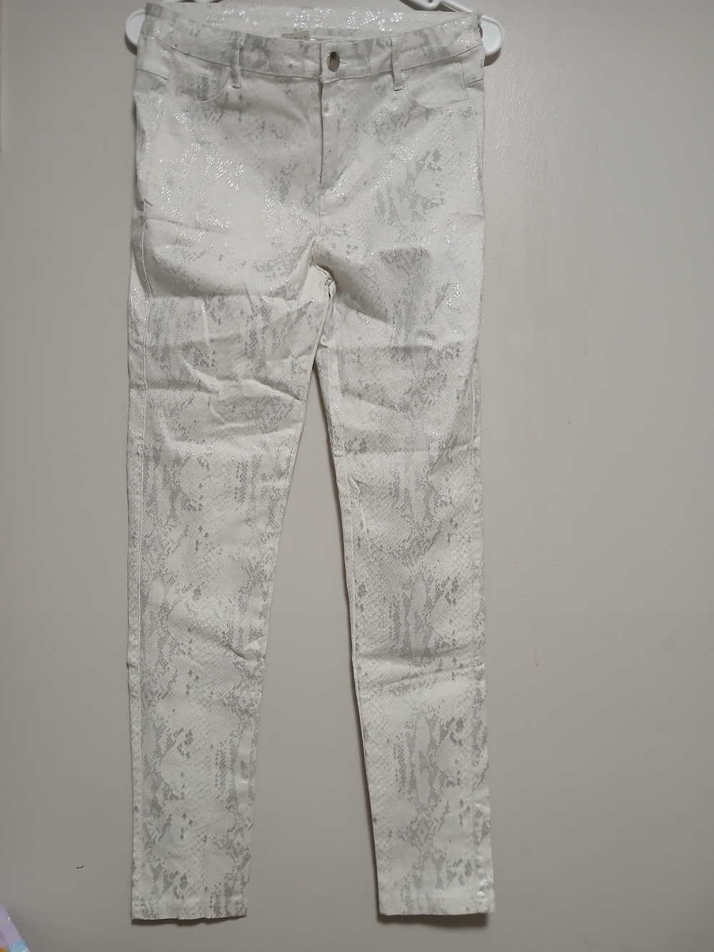 White Snake-Print Skinny Jeans - Women's Size L